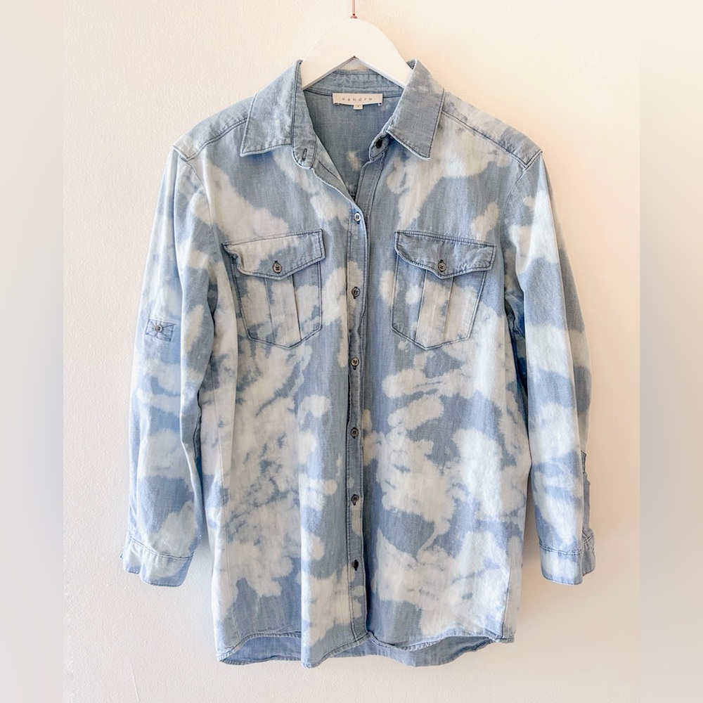 Sandro Blue and White Button Down Shirt